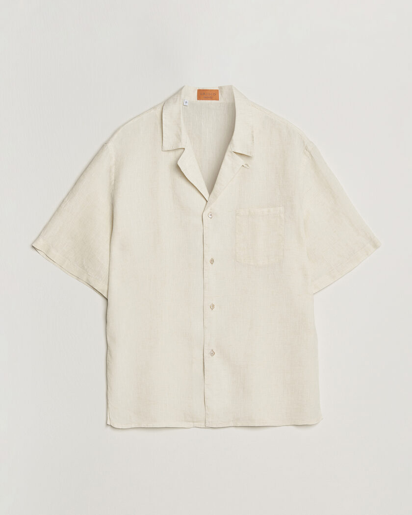 Grigio Linen Camp Collar Shirt White – Wit