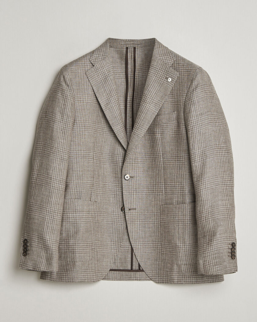 L.B.M. 1911 Jack Regular Fit Linen/Wool Checked Blazer Taupe – Bruin