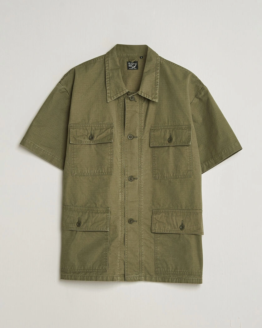 orSlow Short Sleeve Utility Shirt Army Green – Groen