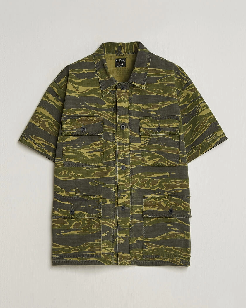 orSlow Short Sleeve Utility Shirt Tiger Camo – Groen