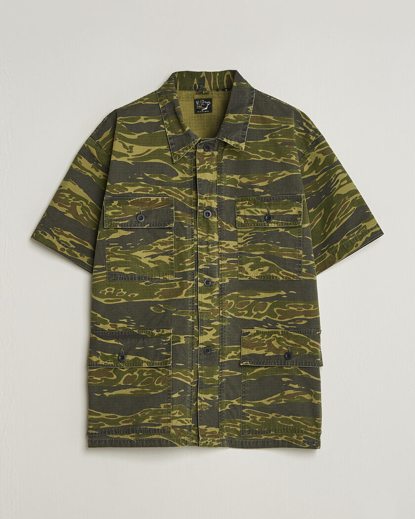 orSlow Short Sleeve Utility Shirt Tiger Camo – Groen