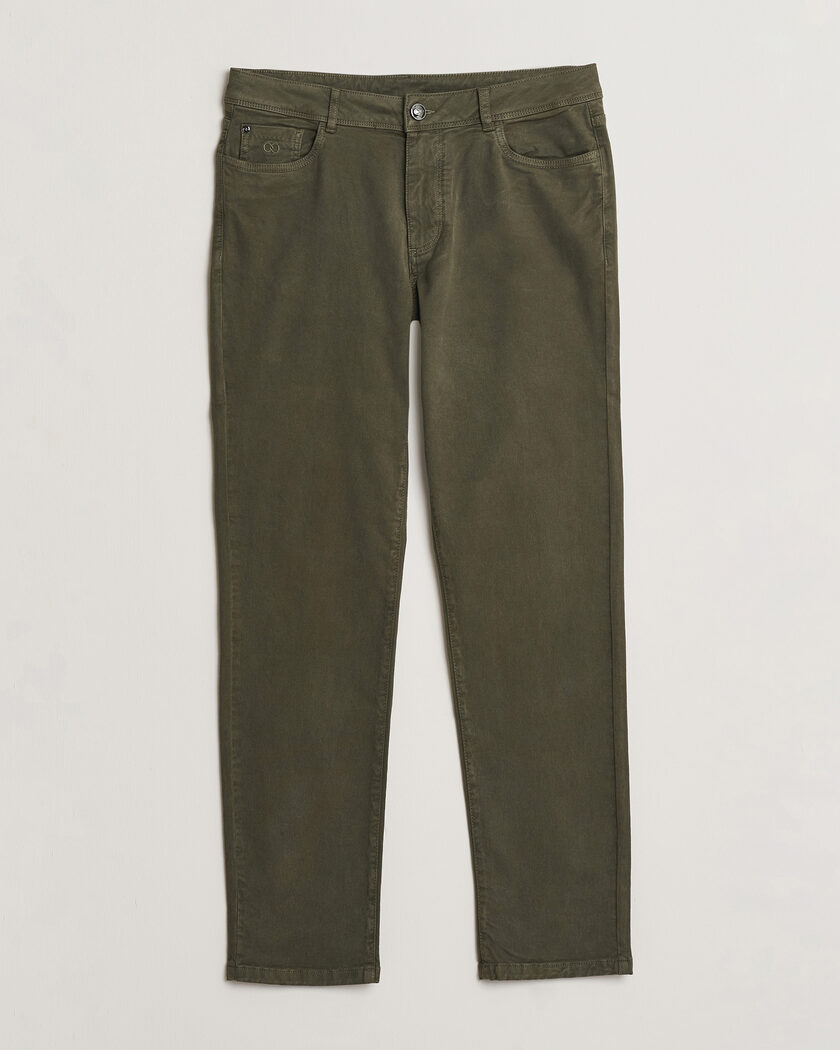 Oscar Jacobson Slim Fit 5-Pocket Chino  Olive – Groen