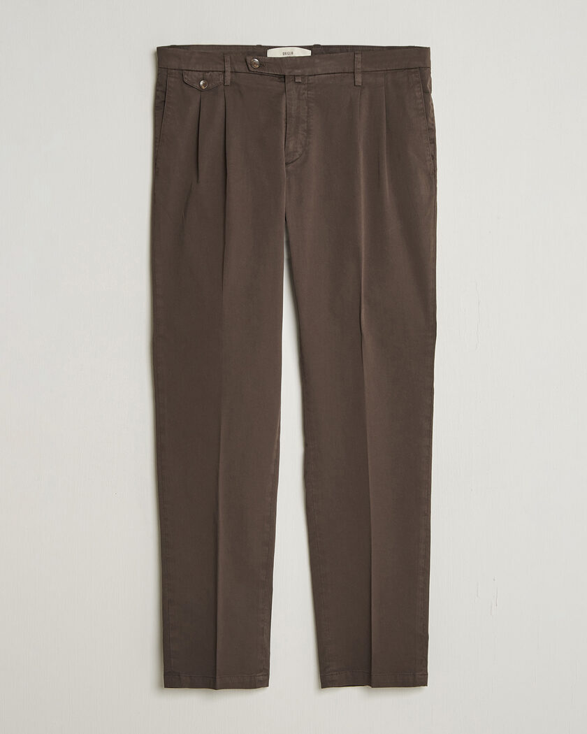 Briglia 1949 Easy Fit Pleated Cotton Stretch Chino Brown – Bruin