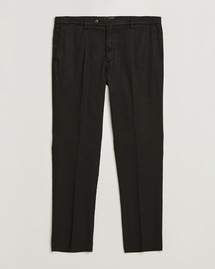 Briglia 1949 Pleated Linen Trousers Black – Zwart