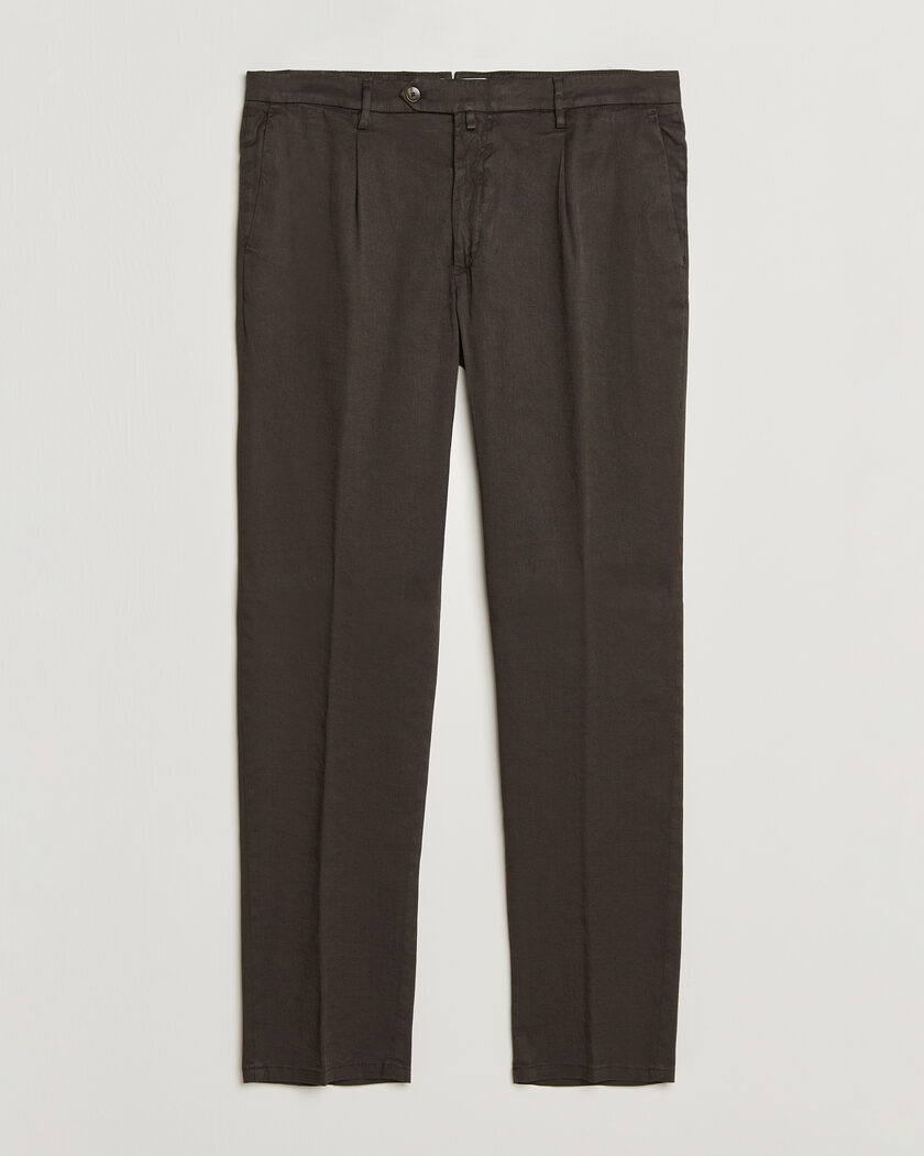 Briglia 1949 Pleated Linen Trousers Brown – Bruin