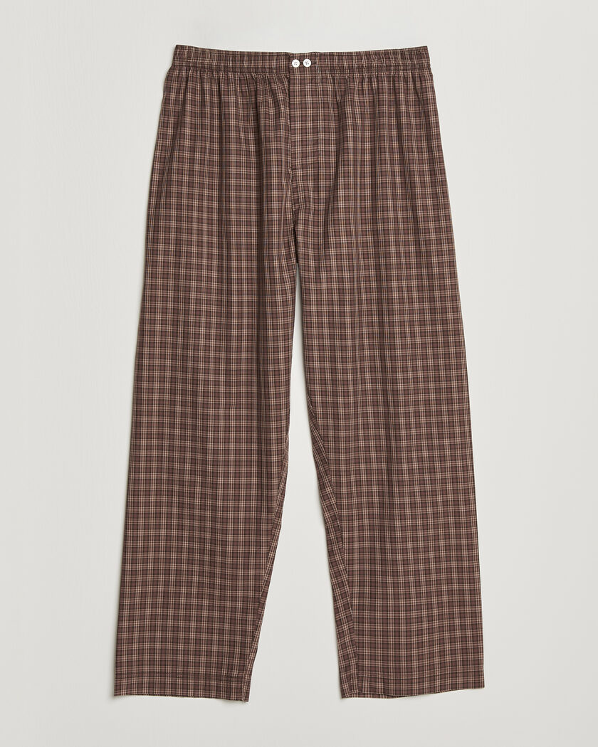 Tekla Fine Twill Pyjama Pants Serra Checks – Bruin