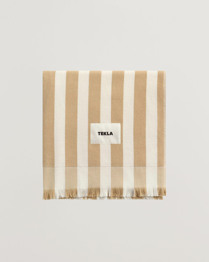 Tekla Organic Terry Beach Towel Almond Stripes – Meerkleurig