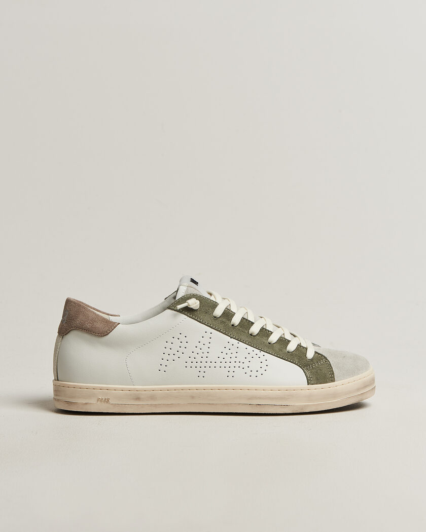 P448 John Leather/Suede Sneaker White/Olive/Grey – Wit