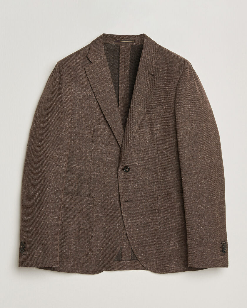 Incotex Structured Cotton Blazer Dark Brown – Bruin