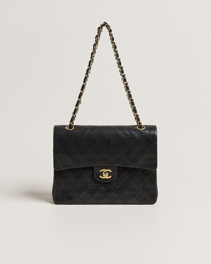  Chanel Pre-Owned Classic Medium Square Double Flap Bag Lambskin Black – Zwart