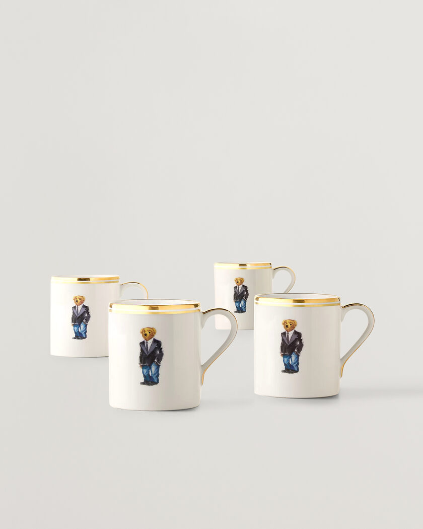 Ralph Lauren Home Wilshire Tuxedo Bear Mug Set White/Gold – Wit