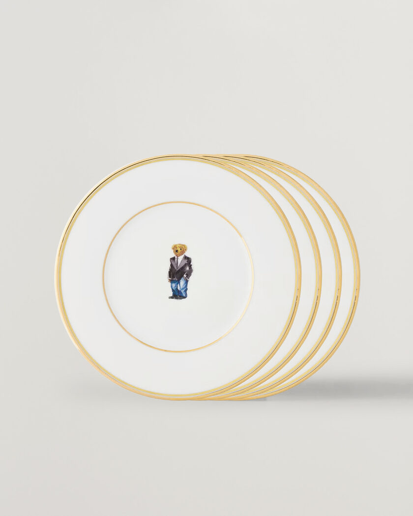Ralph Lauren Home Wilshire Tuxedo Bear Plate Set White/Gold – Wit