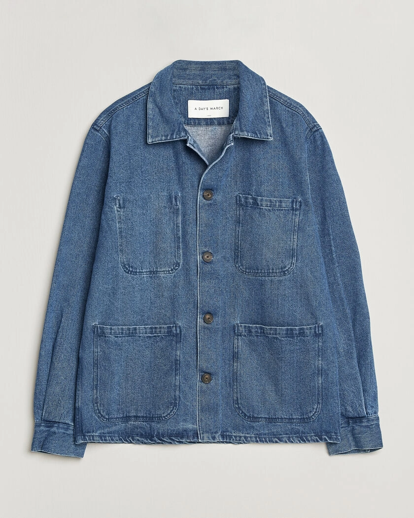 A Day's March Algot Denim Overshirt Washed Blue – Blauw