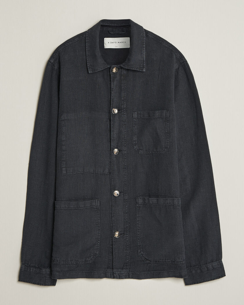 A Day's March Original Linen Overshirt Black – Zwart