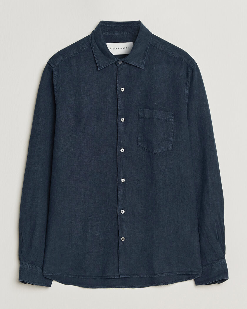A Day's March Daintree Linen Shirt Navy – Blauw