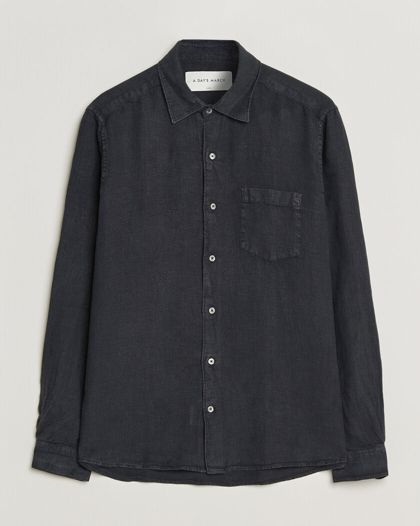A Day's March Daintree Linen Shirt Off Black – Zwart