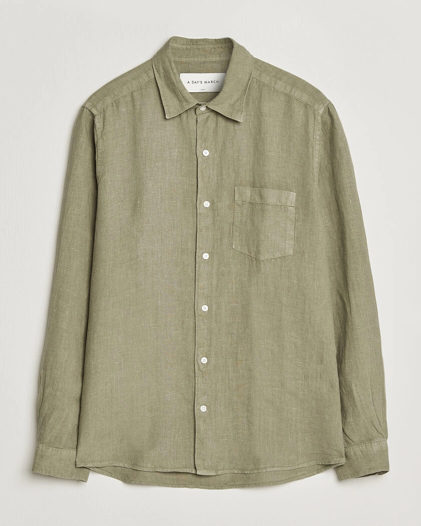 A Day's March Daintree Linen Shirt Misty Green – Groen