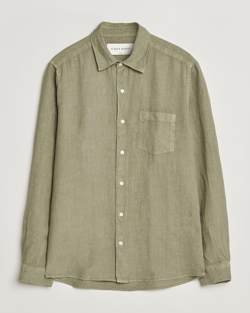 A Day's March Daintree Linen Shirt Misty Green – Groen