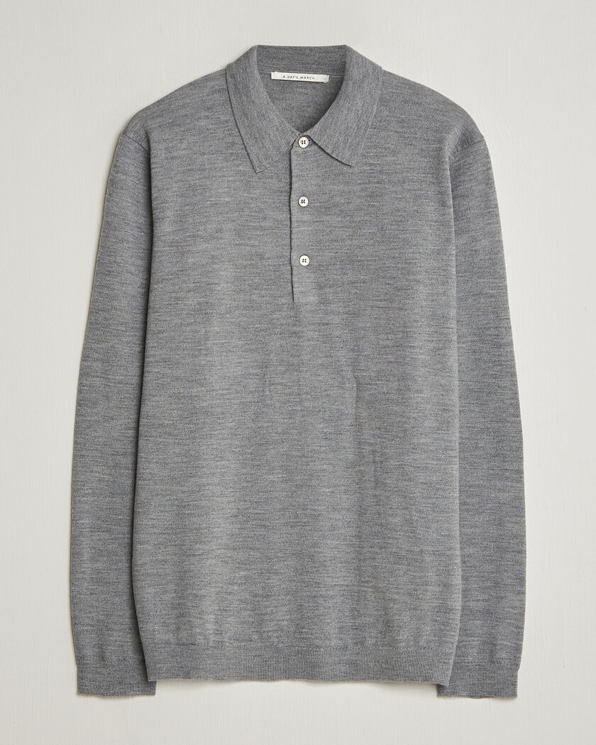 A Day's March Ambroz Merino Polo Grey Melange – Grijs