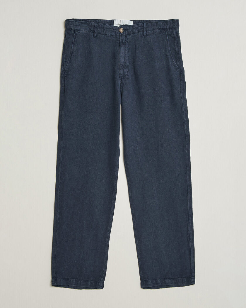 A Day's March Redwood Linen Trousers Navy – Blauw
