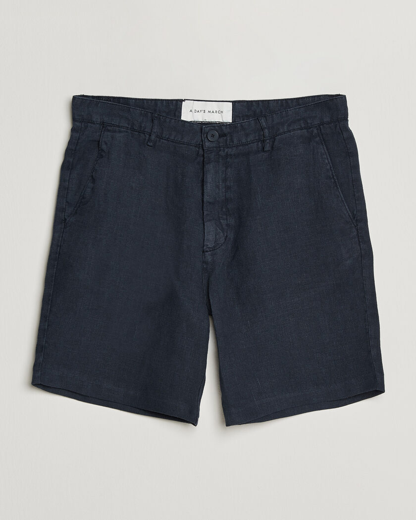 A Day's March Luny Linen Shorts Navy – Blauw