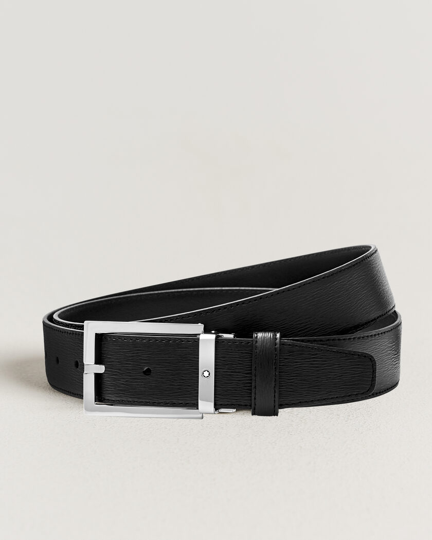 Montblanc Rectangular 35mm Leather Belt Black – Zwart
