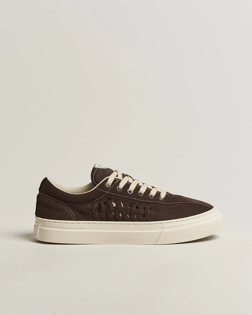 Stepney Workers Club Dellow 02 Woven Suede Sneaker Dark Brown – Bruin