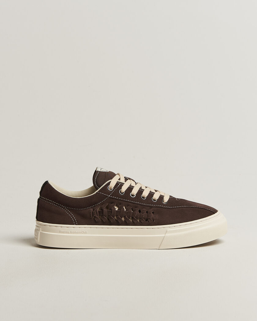 Stepney Workers Club Dellow 02 Woven Suede Sneaker Dark Brown – Bruin