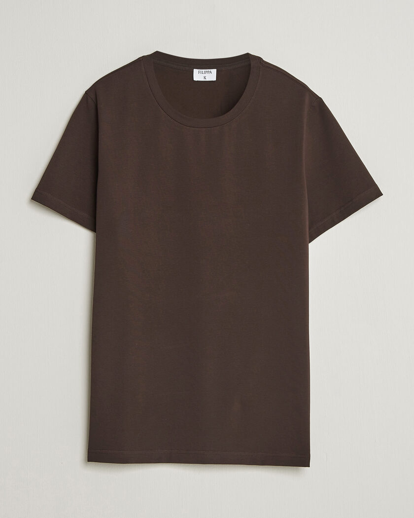 Filippa K Soft Lycra T-Shirt Dark Chocolate – Bruin