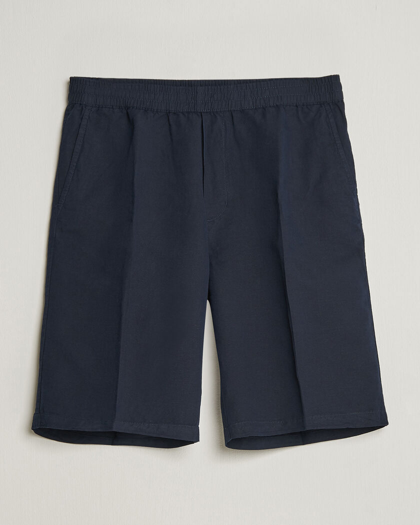 Filippa K Theo Relaxed Linen/Cotton Drawstring Shorts Navy – Blauw