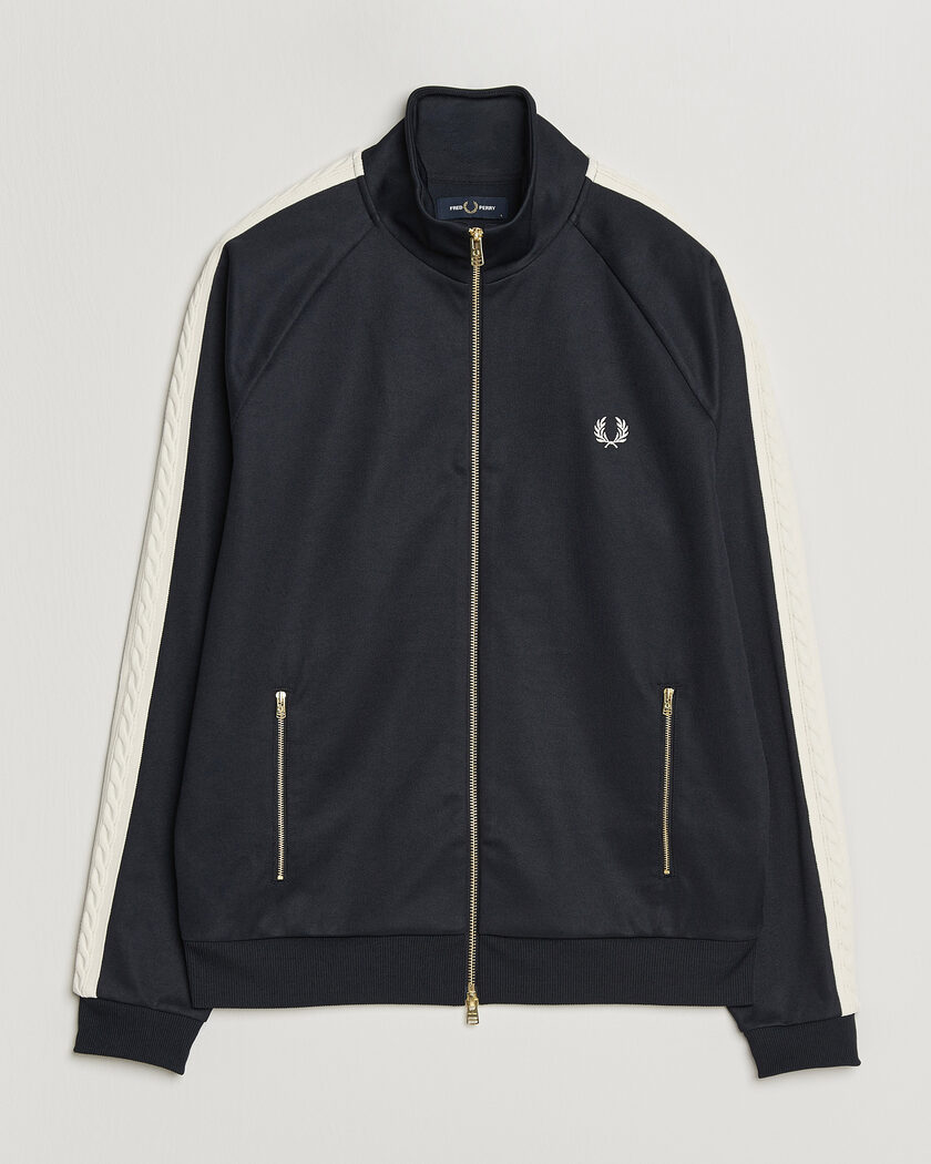 Fred Perry Cable Taped Track Jacket Navy – Blauw
