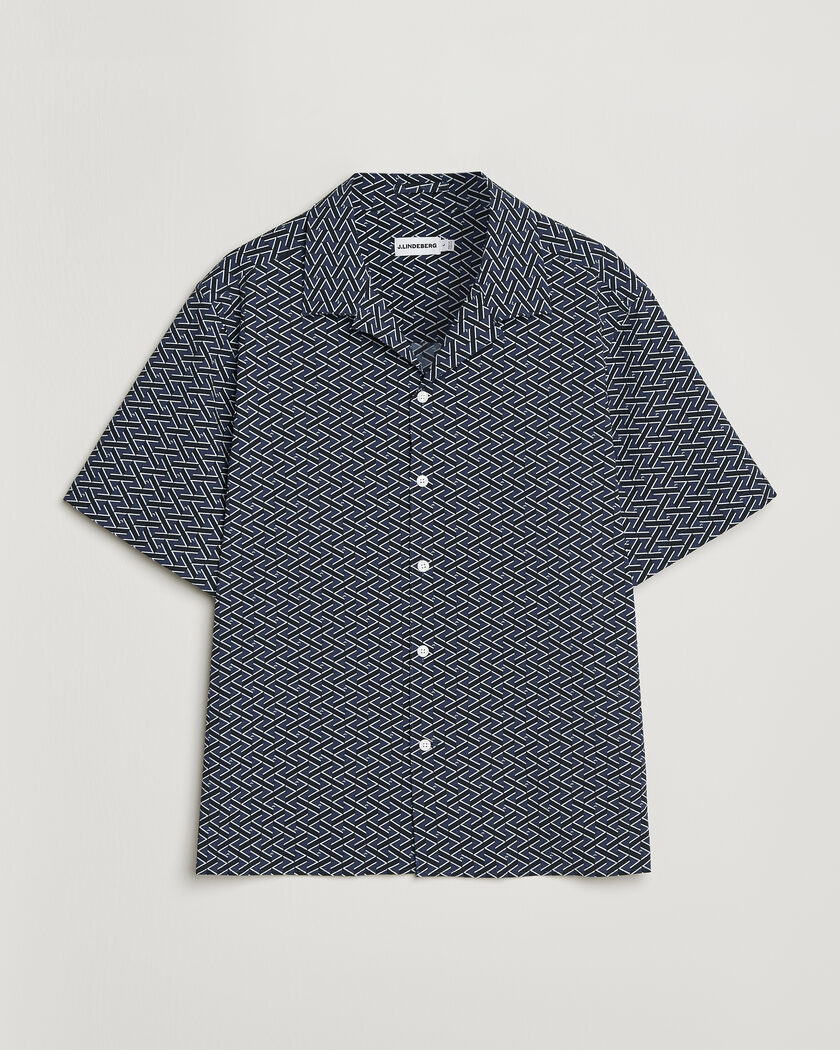 J.Lindeberg Donso Geo Printed Resort Shirt Estate Navy – Blauw