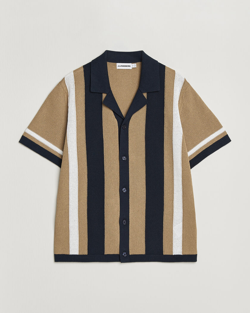 J.Lindeberg Remus Knitted Resort Shirt Kelp – Meerkleurig