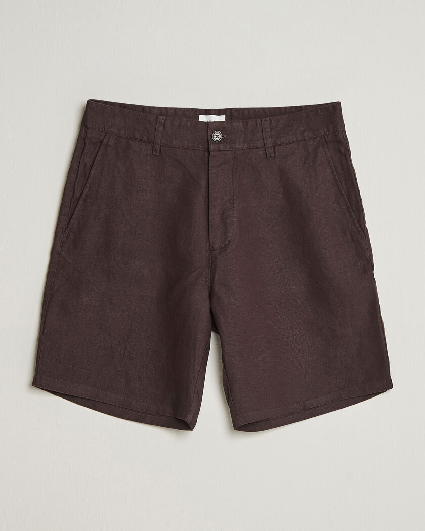 NN07 Aden Linen Shorts Dusky Port - Maat: W29 - Kleur: Bruin