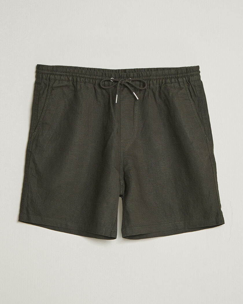 NN07 Gregor Linen Drawstring Shorts Dark Army – Groen