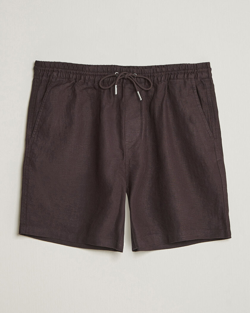 NN07 Gregor Linen Drawstring Shorts Dusky Port - Maat: S - Kleur: Bruin