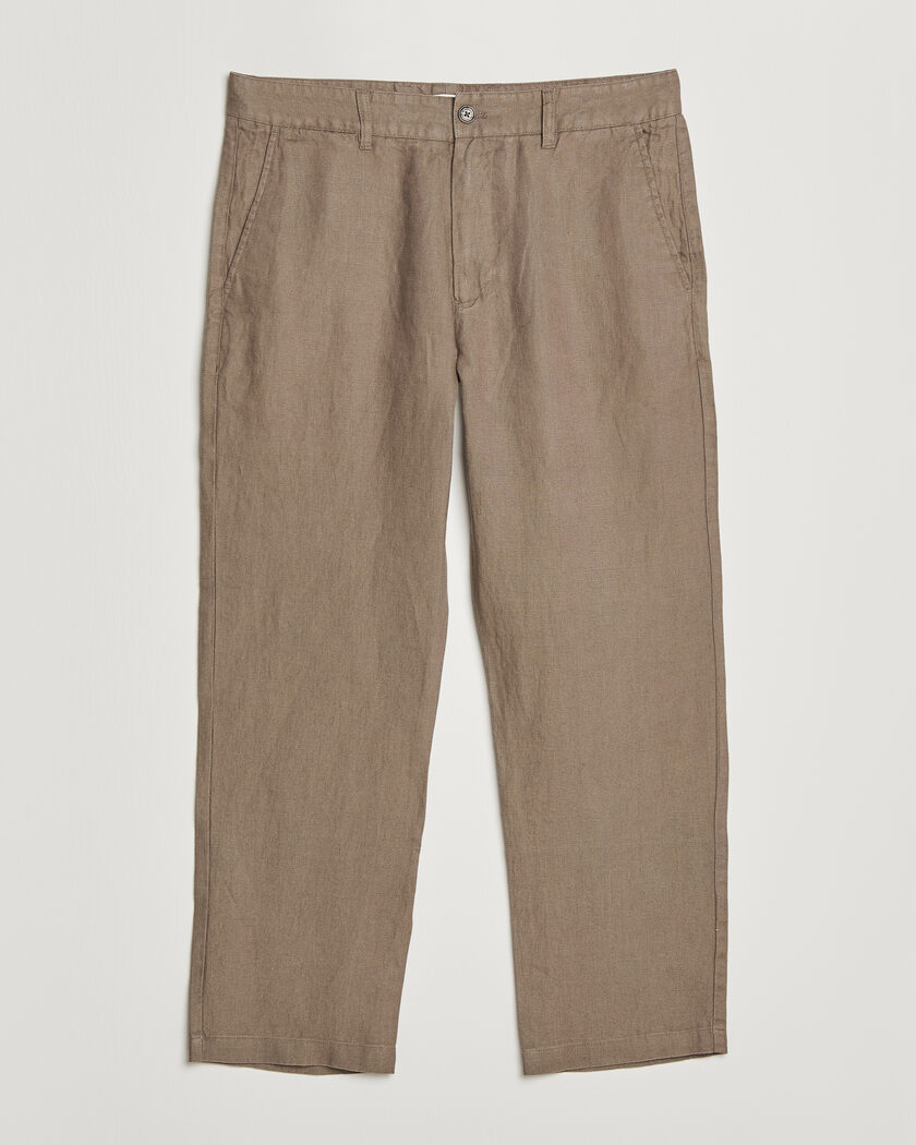 NN07 Aden Regular Fit Linen Trousers Clay Mirage – Bruin