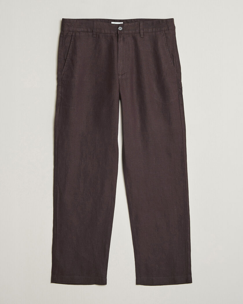NN07 Aden Regular Fit Linen Trousers Dusky Port – Bruin