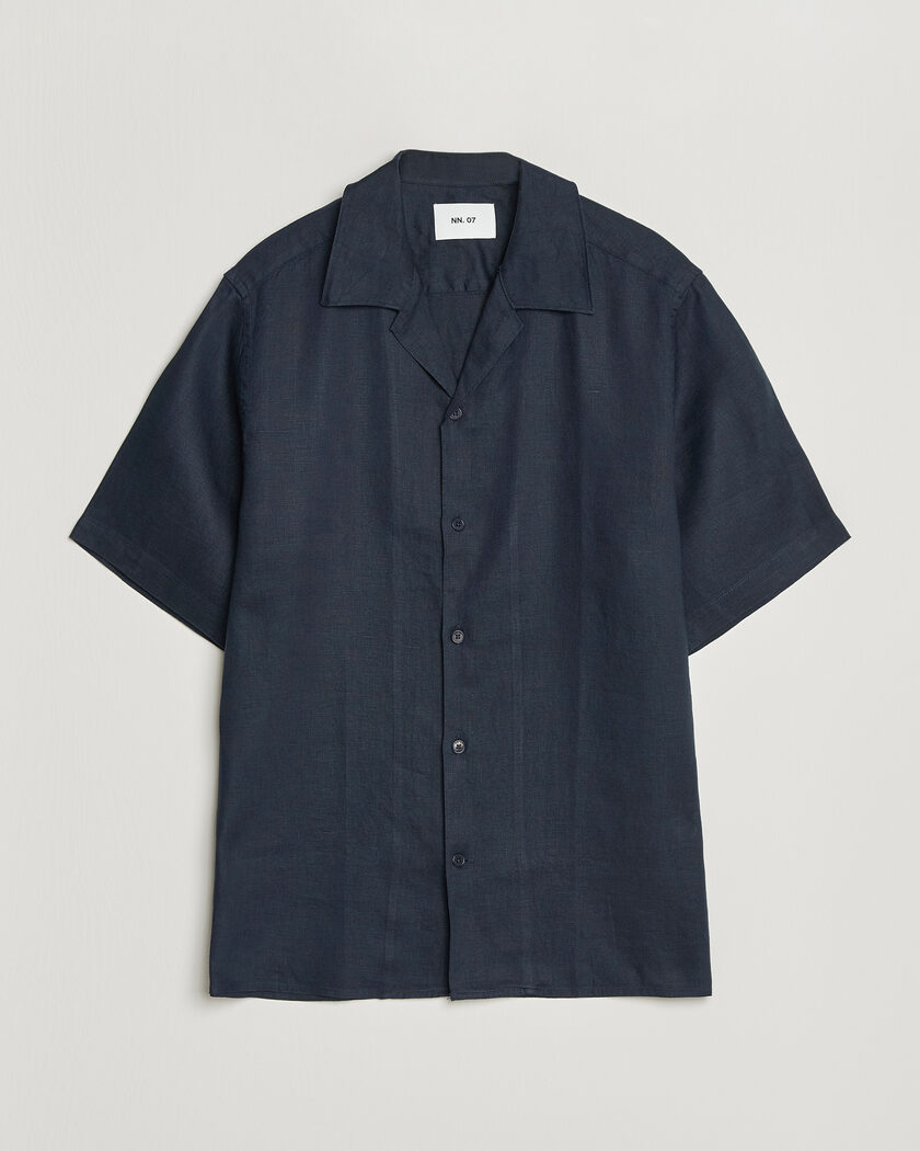 NN07 Julio Linen Resort Shirt Navy Blue – Blauw