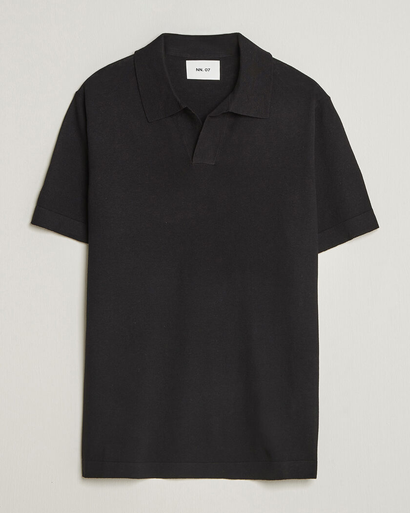 NN07 Ryan Cotton/Linen Polo Black – Zwart
