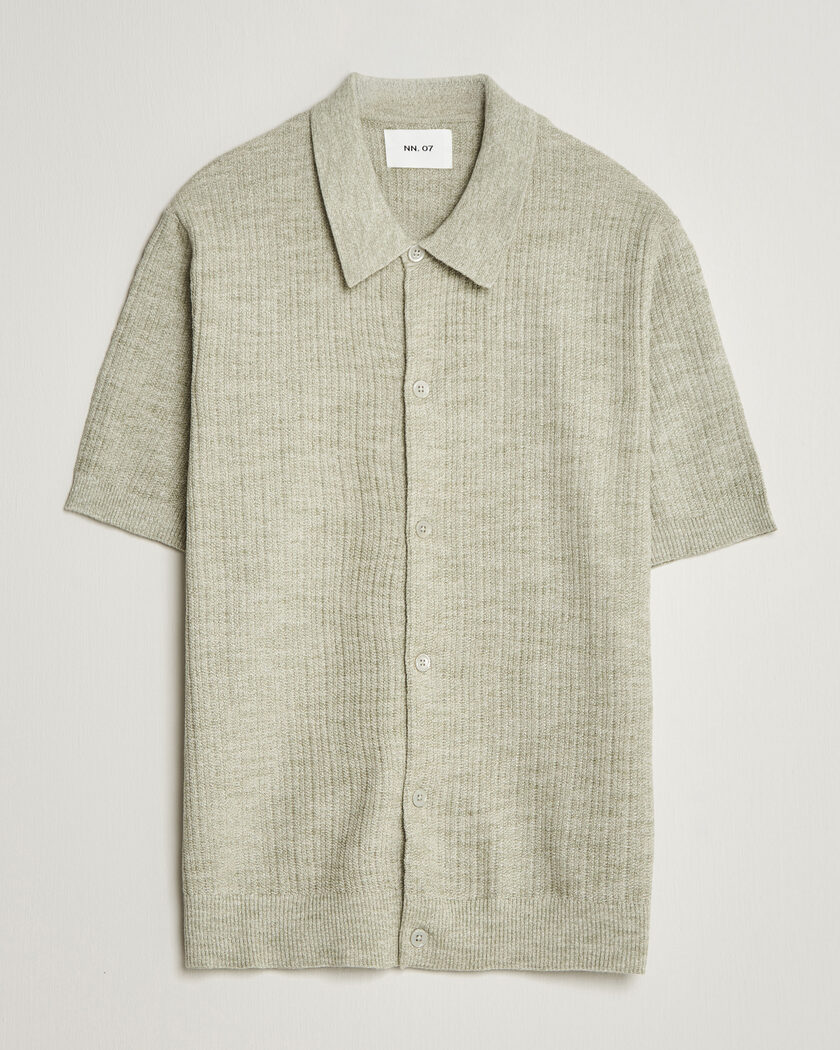 NN07 Nolan Knitted Short Sleeve Shirt Sage Green – Groen