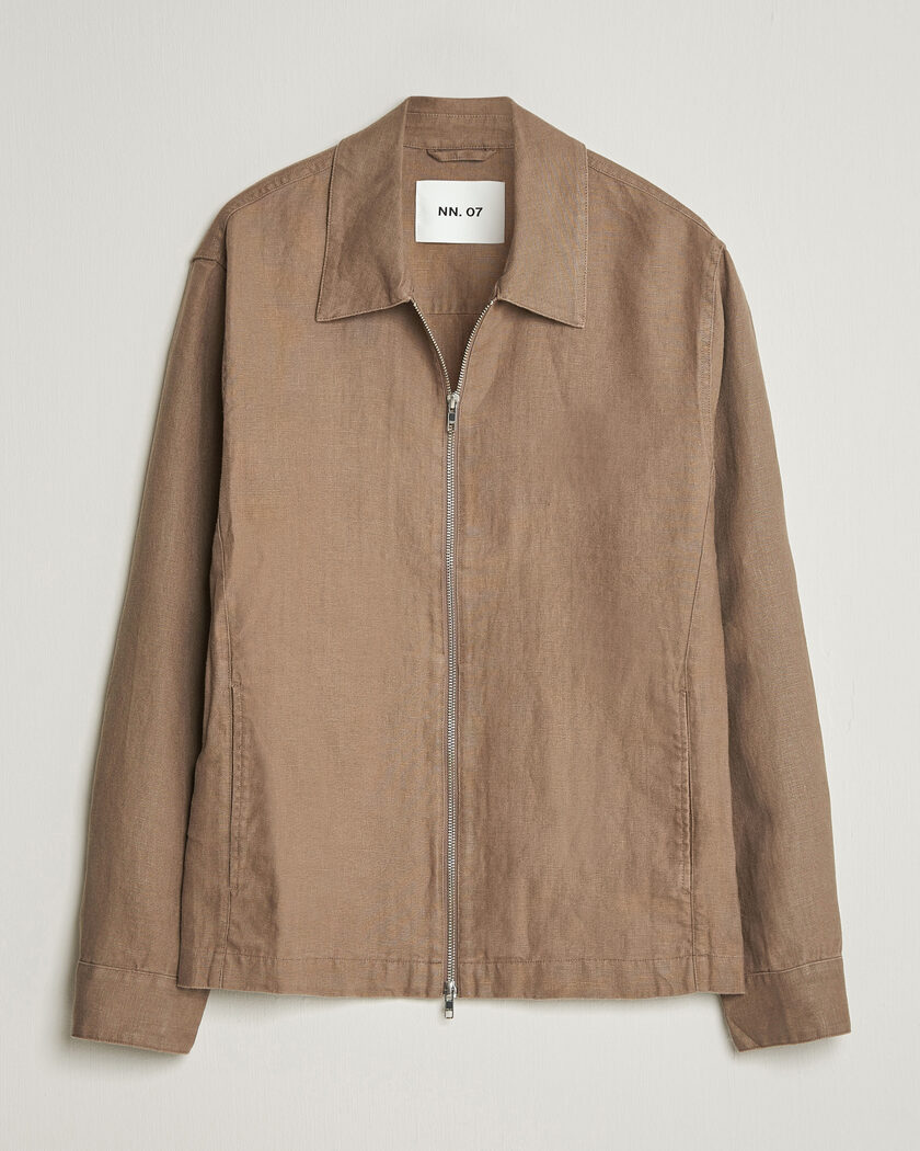 NN07 Alban Linen Full Zip Overshirt Clay Mirage – Bruin