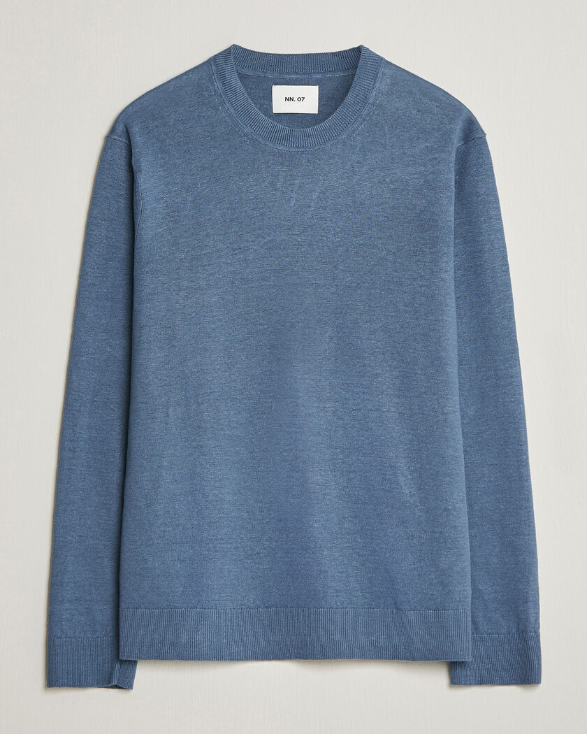 NN07 Ted Linen Knitted Sweater Stone Blue – Blauw