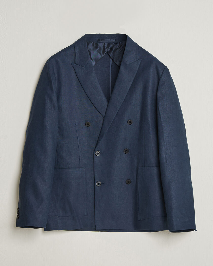 NN07 Jordin Linen Double Breasted Blazer Navy Blue – Blauw