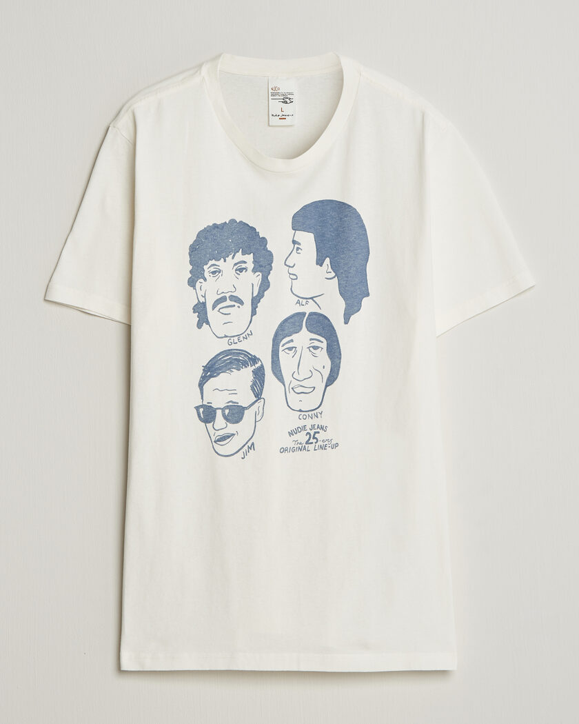 Nudie Jeans Roy Fab Four T-Shirt Chalk White – Wit