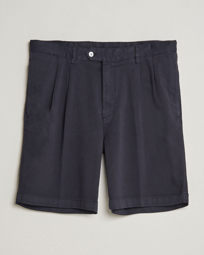 Oscar Jacobson Tanker Pleat Shorts Navy – Blauw