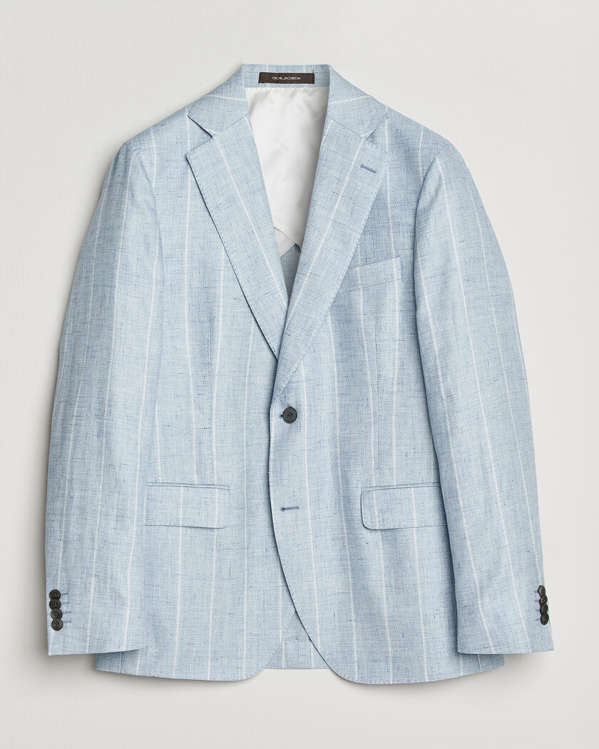 Oscar Jacobson Ferry Soft Linen/Cotton Blazer Light Blue – Blauw