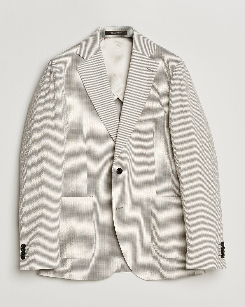 Oscar Jacobson Ferry Patch Soft Blazer Brindle Beige – Beige