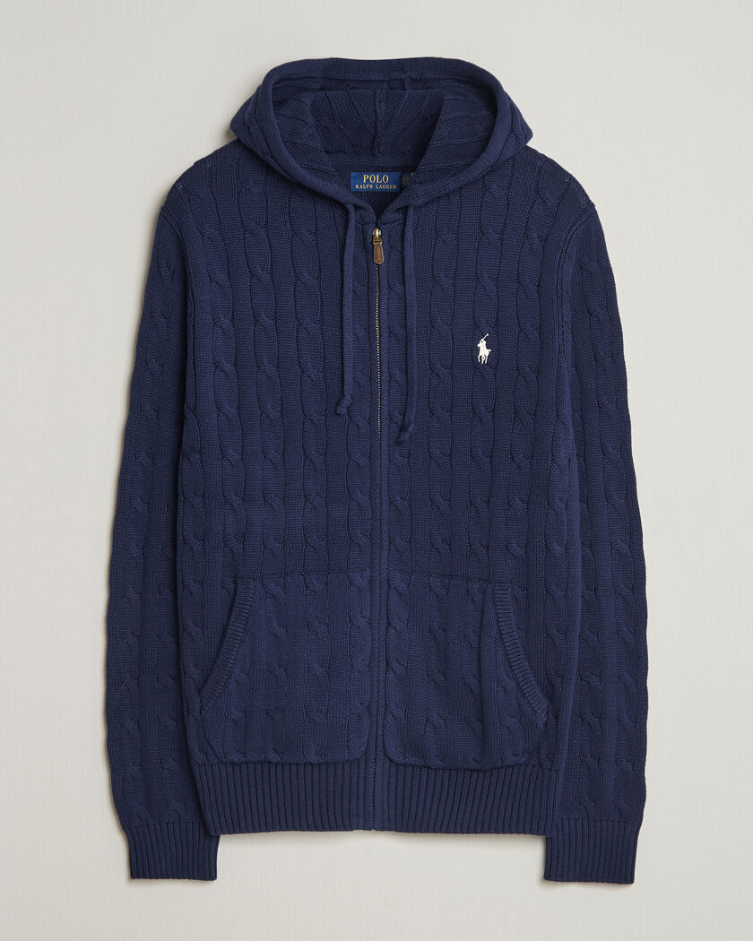 Polo Ralph Lauren Knitted Full Zip Sweater Bright Navy – Blauw