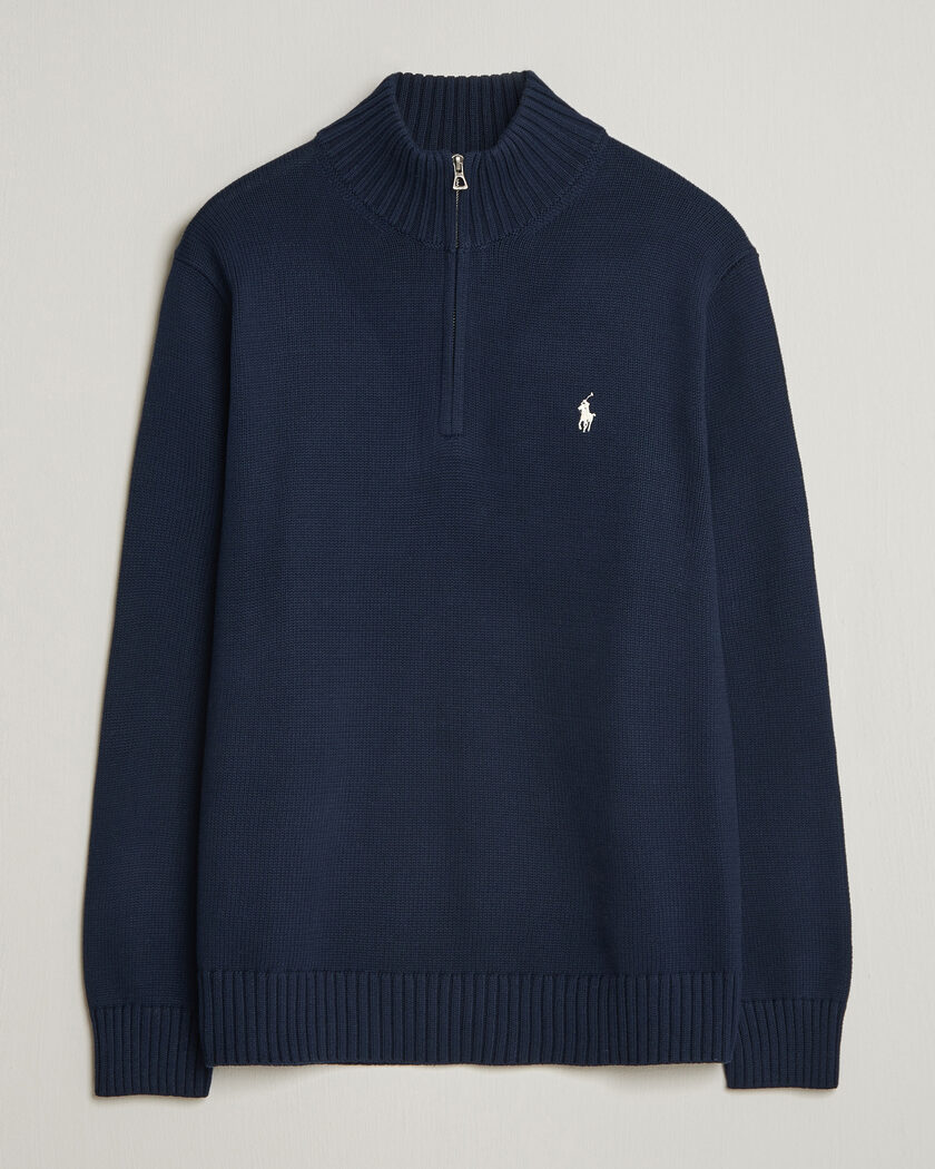 Polo Ralph Lauren Cotton Pullover Half Zip Hunter Navy – Blauw